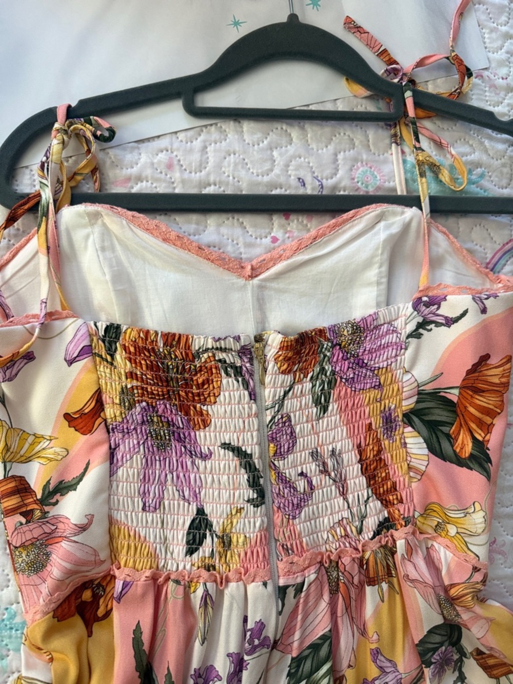 Agua Bendita Pink and Cream Floral Tiered Maxi Dress - Picture 3 of 4